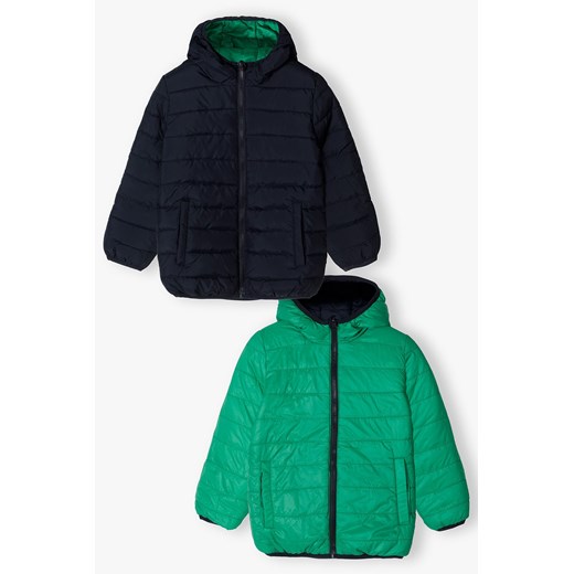 Dwustronna pikowana kurtka dla dziecka - zielono granatowa ze sklepu 5.10.15 w kategorii Kurtki chłopięce - zdjęcie 170492943