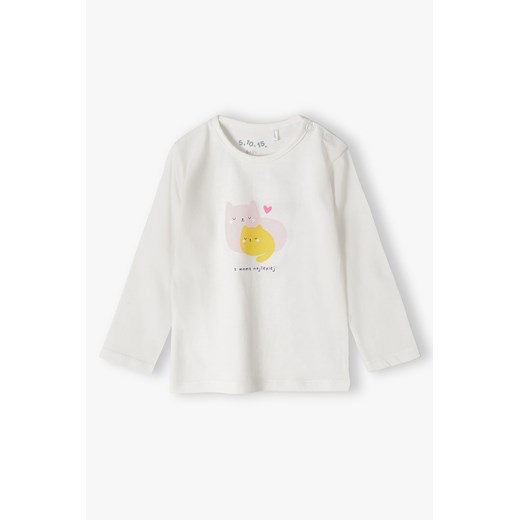 Bawełniana bluzka niemowlęca z długim rękawem z napisem - Z Mamą najlepiej 5.10.15. 80 5.10.15