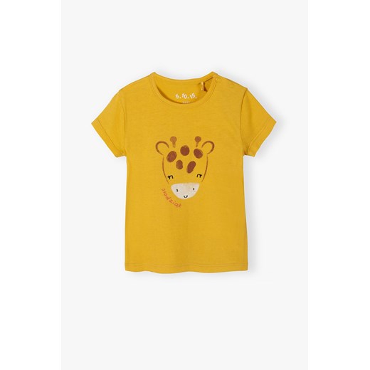 Bawełniany pomarańczowy t-shirt niemowlęcy z żyrafą ze sklepu 5.10.15 w kategorii Koszulki niemowlęce - zdjęcie 170493023
