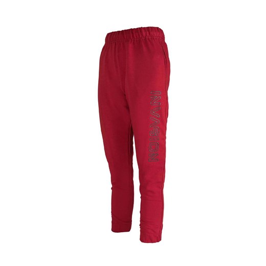 Spodnie chłopięce czerwone Tup Tup z aplikacją na jesień z dzianiny 