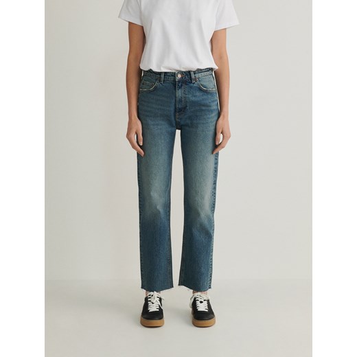 Reserved - Jeansy straight z wysokim stanem - indigo jeans ze sklepu Reserved w kategorii Jeansy damskie - zdjęcie 170493871