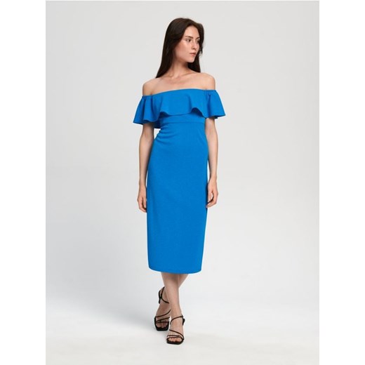 Sinsay - Sukienka z odkrytymi ramionami - niebieski Sinsay M wyprzedaż Sinsay