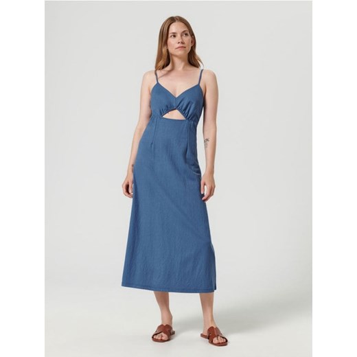 Sinsay - Sukienka midi na ramiączkach - niebieski ze sklepu Sinsay w kategorii Sukienki - zdjęcie 170498373