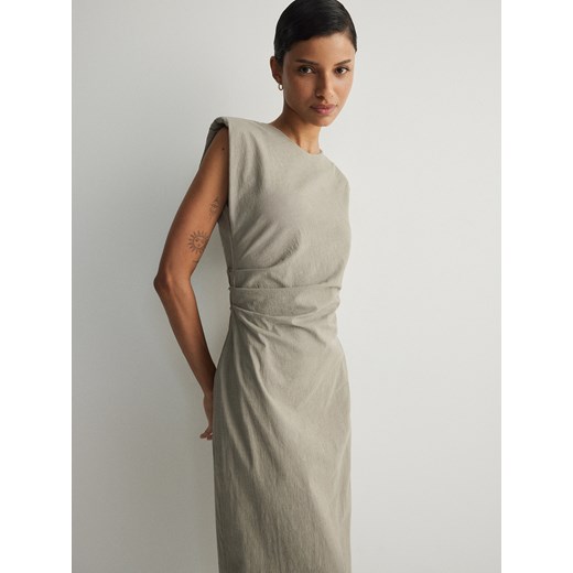 Reserved - Sukienka z drapowaniem - ciemnozielony Reserved XS Reserved