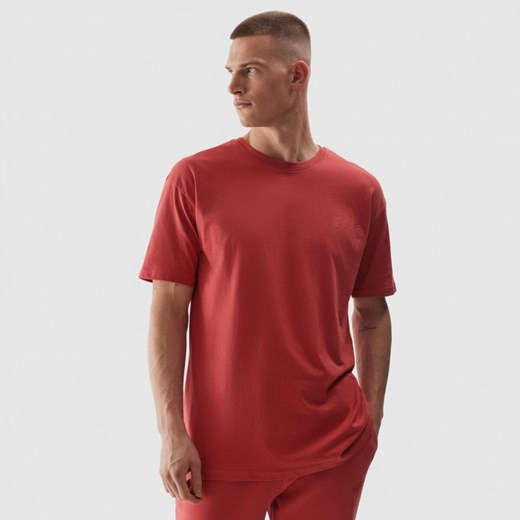 Męski t-shirt oversize z bawełny organicznej 4F 4FWSS24TTSHM1286 - czerwony ze sklepu Sportstylestory.com w kategorii T-shirty męskie - zdjęcie 170502254