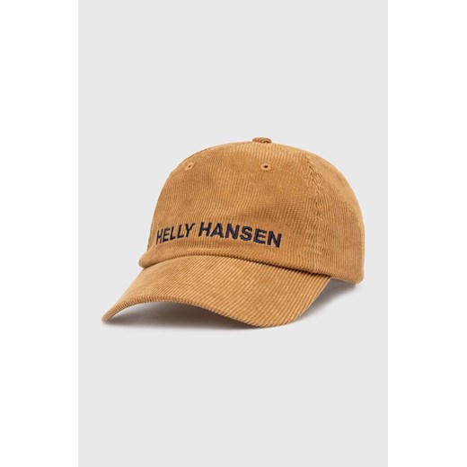 Helly Hansen czapka z daszkiem sztruksowa Graphic Cap kolor brązowy z aplikacją ze sklepu PRM w kategorii Czapki z daszkiem damskie - zdjęcie 170502663