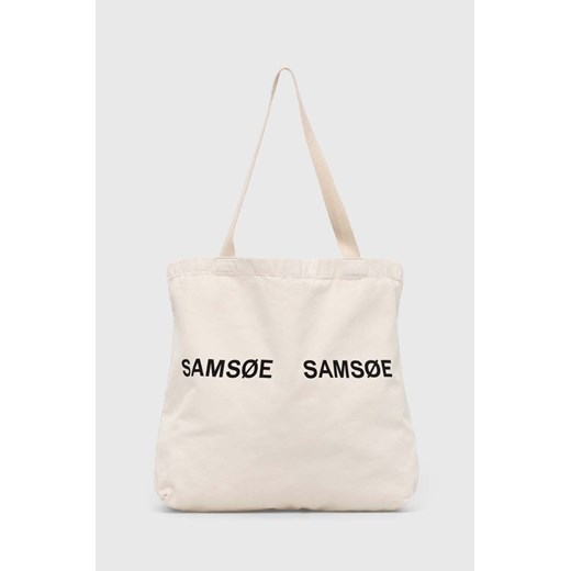 Samsoe Samsoe torebka FRINKA kolor beżowy F20300113 ze sklepu PRM w kategorii Torby materiałowe - zdjęcie 170502711