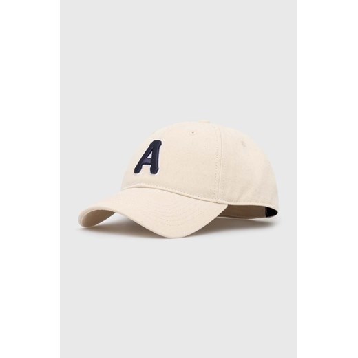 AAPE czapka z daszkiem bawełniana 3D "A" Font kolor beżowy z aplikacją ACP5227 ze sklepu PRM w kategorii Czapki z daszkiem męskie - zdjęcie 170502753