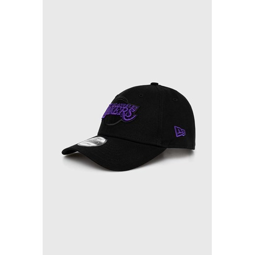 New Era czapka z daszkiem bawełniana kolor czarny z aplikacją LOS ANGELES LAKERS ze sklepu PRM w kategorii Czapki z daszkiem damskie - zdjęcie 170503133