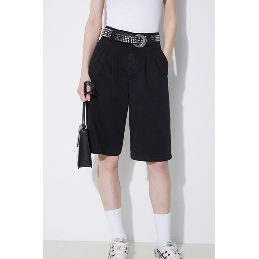 Carhartt WIP szorty bawełniane Tristin Short kolor czarny gładkie high waist I033149.89GD ze sklepu PRM w kategorii Szorty - zdjęcie 170503450