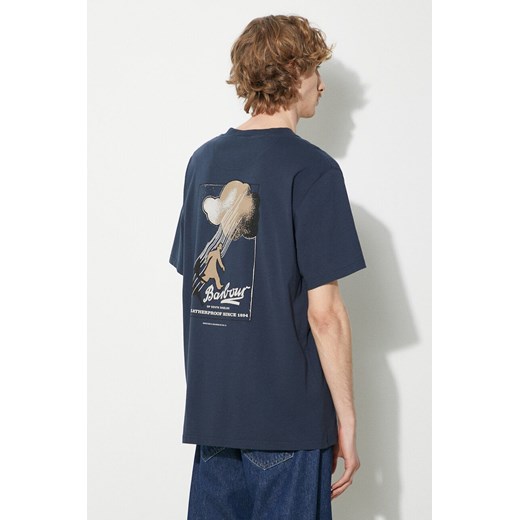 Barbour t-shirt bawełniany Portland Tee męski kolor granatowy z nadrukiem MTS1253 ze sklepu PRM w kategorii T-shirty męskie - zdjęcie 170503532