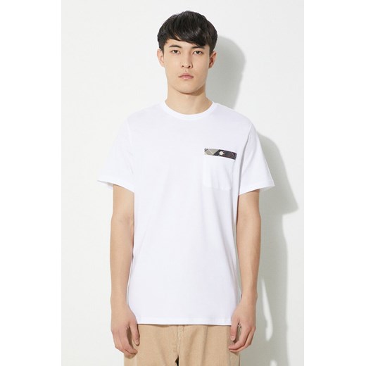 Barbour t-shirt bawełniany Durness Pocket Tee męski kolor biały gładki MTS0682 ze sklepu PRM w kategorii T-shirty męskie - zdjęcie 170503534
