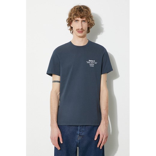 Barbour t-shirt bawełniany Hickling Tee męski kolor granatowy z nadrukiem MTS1269 ze sklepu PRM w kategorii T-shirty męskie - zdjęcie 170503540