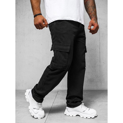 Spodnie jeansowe męskie wide leg czarne OZONEE DO/4001 ze sklepu ozonee.pl w kategorii Spodnie męskie - zdjęcie 170504761