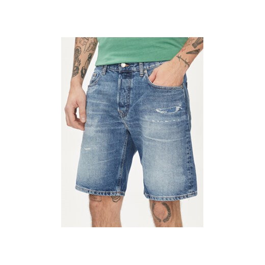 Pepe Jeans Szorty jeansowe Relaxed Short Repair PM801074 Niebieski Relaxed Fit ze sklepu MODIVO w kategorii Spodenki męskie - zdjęcie 170507571