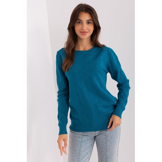 Morski sweter klasyczny z długim rękawem ze sklepu 5.10.15 w kategorii Swetry damskie - zdjęcie 170509130