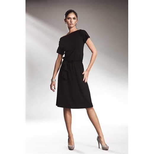 Subtelna sukienka z zamkiem - czarny - S13 