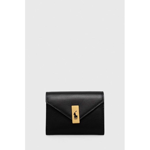 Polo Ralph Lauren portfel skórzany damski kolor czarny ze sklepu ANSWEAR.com w kategorii Portfele damskie - zdjęcie 170510301