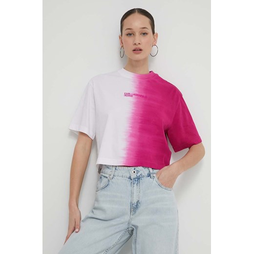 Karl Lagerfeld Jeans t-shirt bawełniany damski kolor różowy ze sklepu ANSWEAR.com w kategorii Bluzki damskie - zdjęcie 170510510