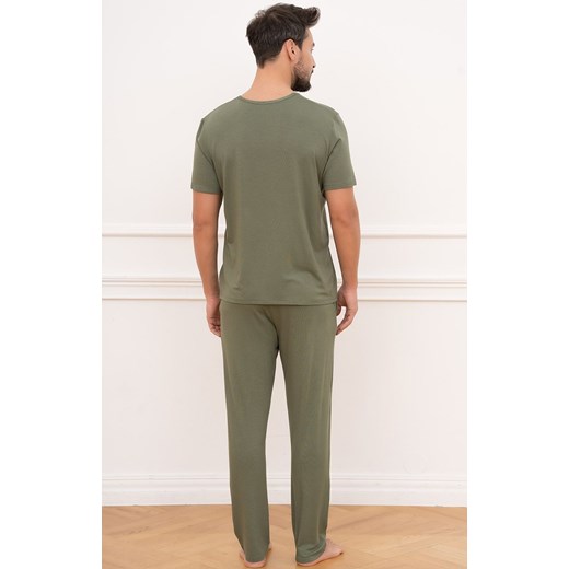 Piżama męska khaki na krótki rękaw i z długimi spodniami Dallas, Kolor khaki, Rozmiar S, Italian Fashion ze sklepu Primodo w kategorii Piżamy męskie - zdjęcie 170514083