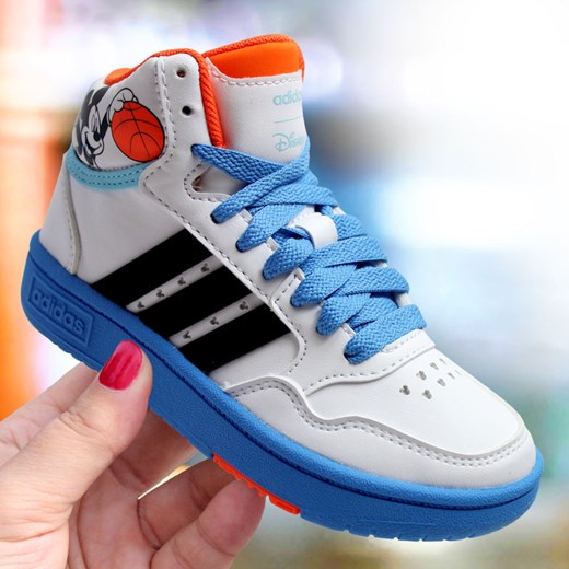 adidas Hoops Mid 3.0 Mickey Dziecięce Biało-Niebieskie (GY6634) ze sklepu Worldbox w kategorii Buty sportowe dziecięce - zdjęcie 170519583