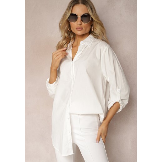 Biała Koszula o Długim Fasonie z Podwijanymi Rękawami Thimusa ze sklepu Renee odzież w kategorii Koszule damskie - zdjęcie 170523172