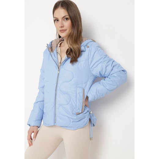 Kurtka damska Born2be niebieska krótka z kapturem 