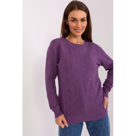 Fioletowy damski sweter klasyczny z bawełną ze sklepu 5.10.15 w kategorii Swetry damskie - zdjęcie 170524081