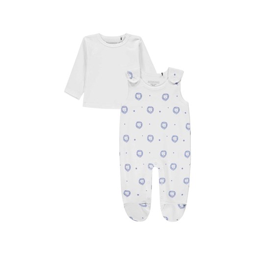 Komplet chłopięcy, Bluzka z długim rękawem, Śpiochy, bawełna organiczna, biały, lwy, Bellybutton ze sklepu 5.10.15 w kategorii Komplety niemowlęce - zdjęcie 170524124