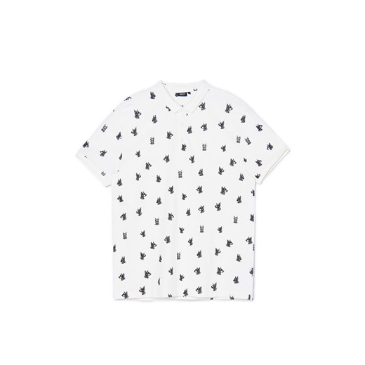 Cropp - Kremowa koszulka polo z nadrukiem - kremowy ze sklepu Cropp w kategorii T-shirty męskie - zdjęcie 170526271