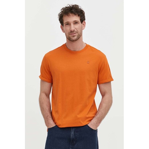 G-Star Raw t-shirt bawełniany męski kolor pomarańczowy gładki ze sklepu ANSWEAR.com w kategorii T-shirty męskie - zdjęcie 170526840