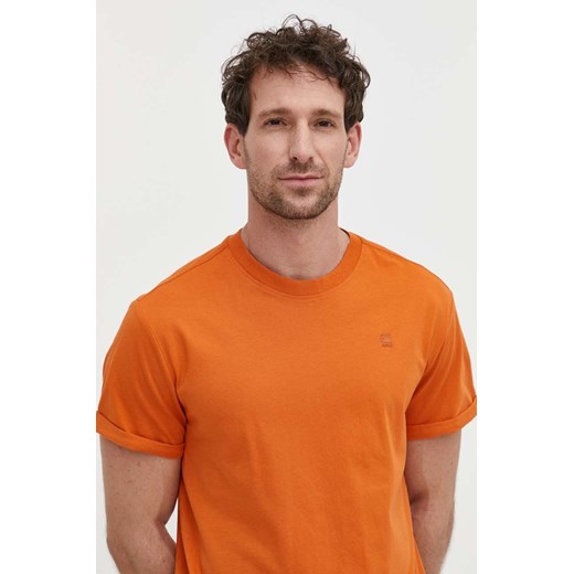 G-Star Raw t-shirt bawełniany męski kolor pomarańczowy gładki S ANSWEAR.com
