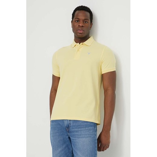 Barbour polo bawełniane kolor żółty gładki ze sklepu ANSWEAR.com w kategorii T-shirty męskie - zdjęcie 170527270