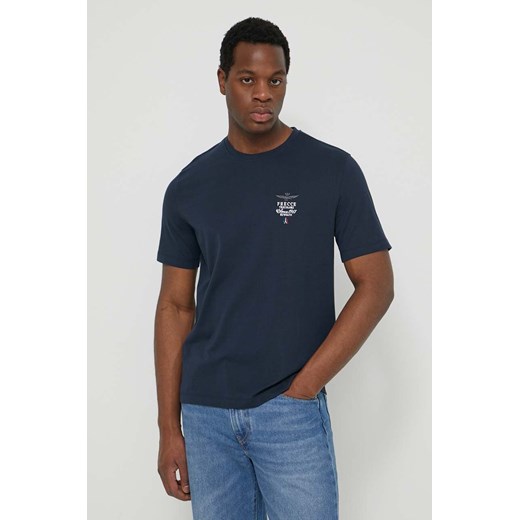 Aeronautica Militare t-shirt bawełniany męski kolor granatowy z aplikacją ze sklepu ANSWEAR.com w kategorii T-shirty męskie - zdjęcie 170527412