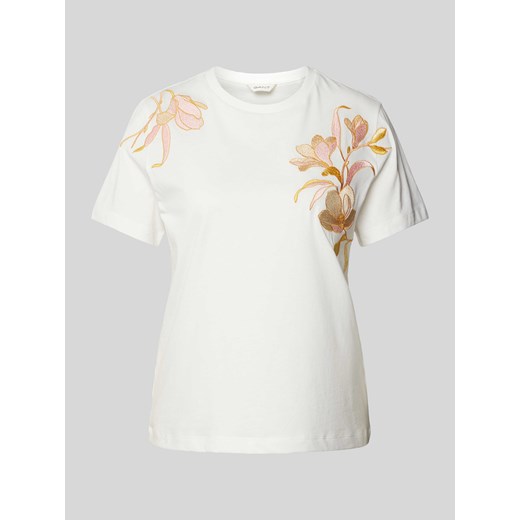 T-shirt z kwiatowymi haftami ze sklepu Peek&Cloppenburg  w kategorii Bluzki damskie - zdjęcie 170529961