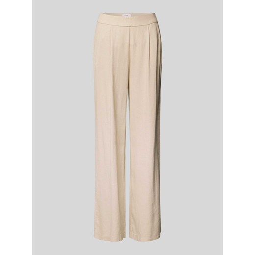 Spodnie z mieszanki wiskozy i lnu w jednolitym kolorze ze sklepu Peek&Cloppenburg  w kategorii Spodnie damskie - zdjęcie 170530091