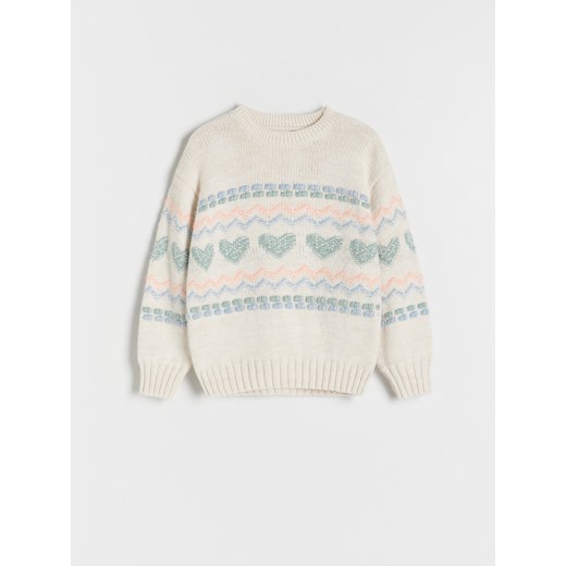 Reserved - Sweter z ozdobnym splotem - wielobarwny ze sklepu Reserved w kategorii Swetry dziewczęce - zdjęcie 170531910