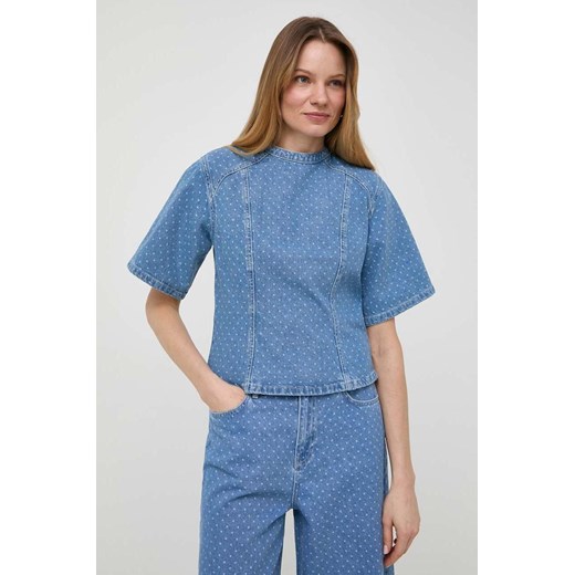 Custommade bluzka jeansowa Stella damska kolor niebieski wzorzysta 999449289 ze sklepu ANSWEAR.com w kategorii Bluzki damskie - zdjęcie 170534854