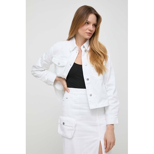 Armani Exchange kurtka jeansowa damska kolor biały przejściowa 3DYB49 Y15MZ ze sklepu ANSWEAR.com w kategorii Kurtki damskie - zdjęcie 170534884