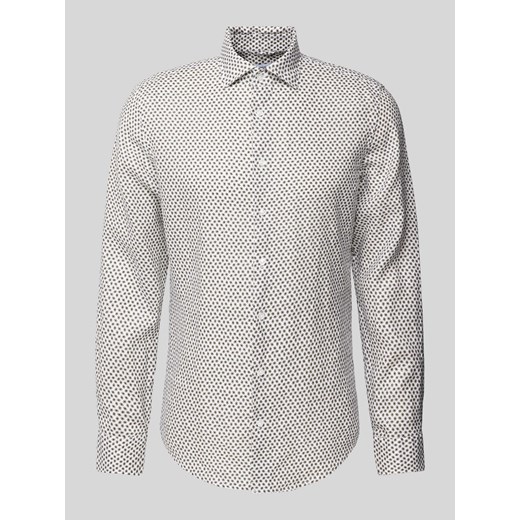 Koszula biznesowa o kroju slim fit z lnu ze wzorem na całej powierzchni ze sklepu Peek&Cloppenburg  w kategorii Koszule męskie - zdjęcie 170535180