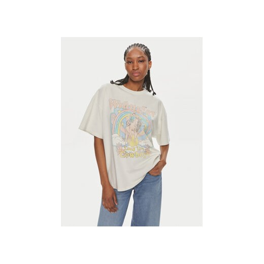 Wrangler T-Shirt Girlfriend 112351917 Écru Regular Fit ze sklepu MODIVO w kategorii Bluzki damskie - zdjęcie 170543761