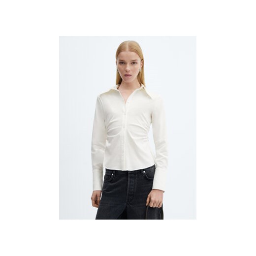 Mango Koszula Frunci 67084066 Biały Slim Fit ze sklepu MODIVO w kategorii Koszule damskie - zdjęcie 170543963