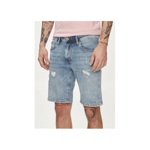 Pepe Jeans Szorty jeansowe Taper Short PM801084RH2 Niebieski Regular Fit ze sklepu MODIVO w kategorii Spodenki męskie - zdjęcie 170544042