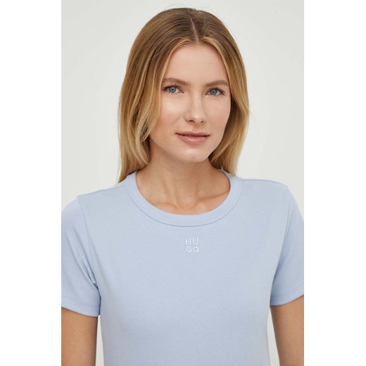 HUGO t-shirt damski kolor niebieski 50512002 ze sklepu ANSWEAR.com w kategorii Bluzki damskie - zdjęcie 170545040