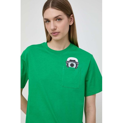 Karl Lagerfeld t-shirt bawełniany x Darcel Disappoints damski kolor zielony ze sklepu ANSWEAR.com w kategorii Bluzki damskie - zdjęcie 170545161