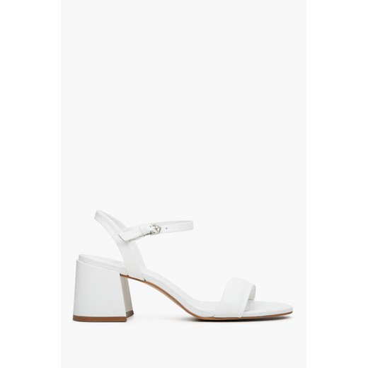 Estro: Białe sandały damskie ze skóry naturalnej z kwadratowym obcasem ze sklepu Estro w kategorii Sandały damskie - zdjęcie 170548954