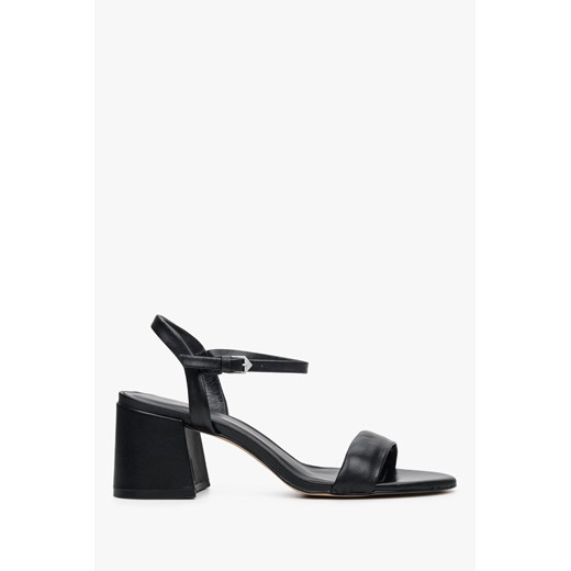 Estro: Czarne sandały damskie ze skóry naturalnej z kwadratowym obcasem ze sklepu Estro w kategorii Sandały damskie - zdjęcie 170548960