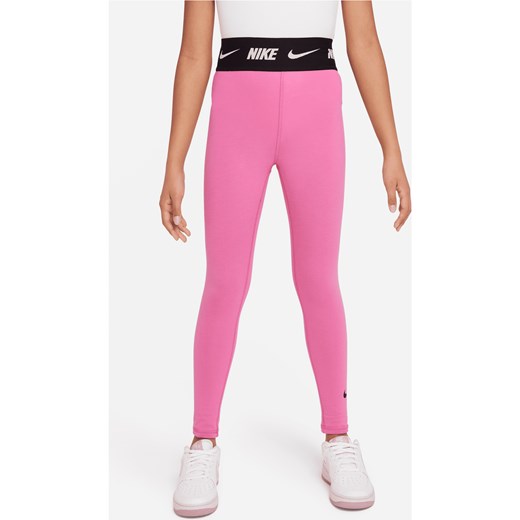 Legginsy z wysokim stanem dla dużych dzieci (dziewcząt) Nike Sportswear Favorites - Czerwony ze sklepu Nike poland w kategorii Spodnie dziewczęce - zdjęcie 170550163