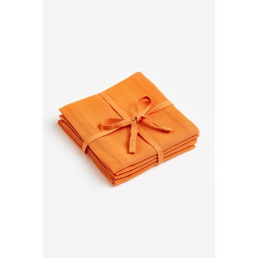 H & M - Bawełniana serwetka 4-pak - Pomarańczowy ze sklepu H&M w kategorii Tekstylia kuchenne - zdjęcie 170550422