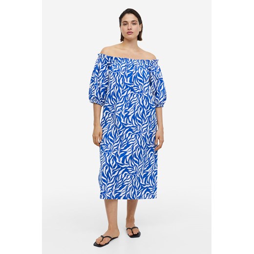 H & M - Sukienka z odkrytymi ramionami - Niebieski H & M XXL H&M
